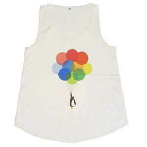 Penguin with Balloons Racerback Tank Off White